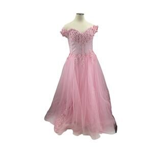 LAVERTIR 16 2X plus pink prom party tulle corset ball gown maxi dress NEW B106
